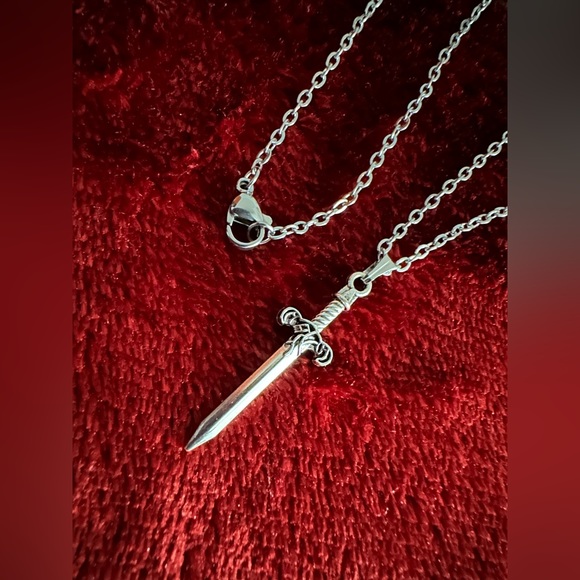 Sword Necklace Dagger Sword Charm Pendant Necklace Chain Brand New - Picture 6 of 7